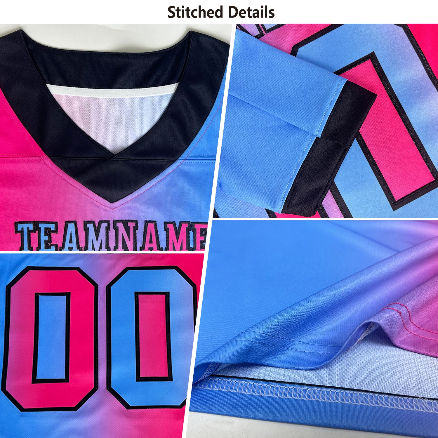 Custom Royal White-Old Gold Authentic Gradient Fashion Scratch Football Jersey - Fan Version